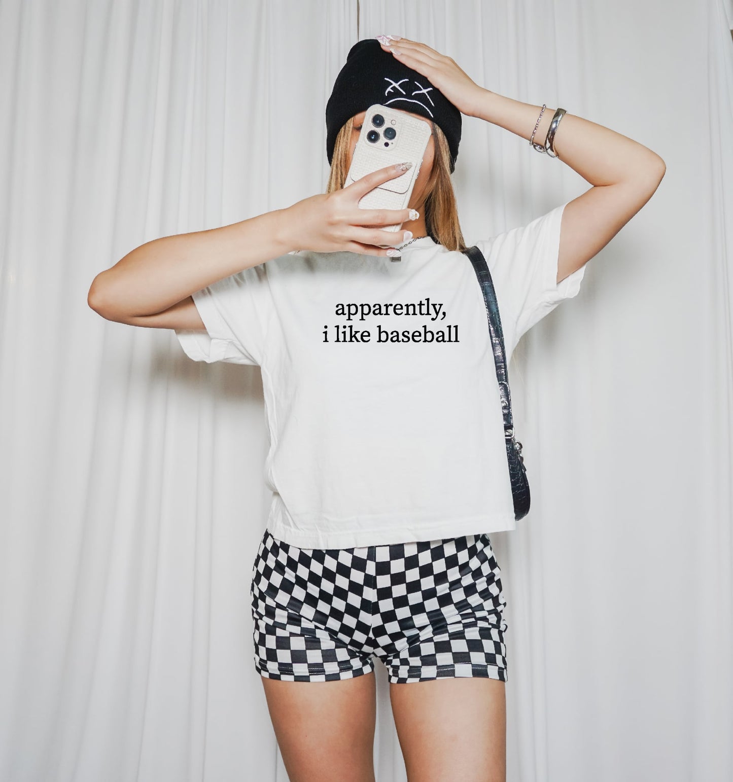 apparently, i like baseball - boxy crop tee
