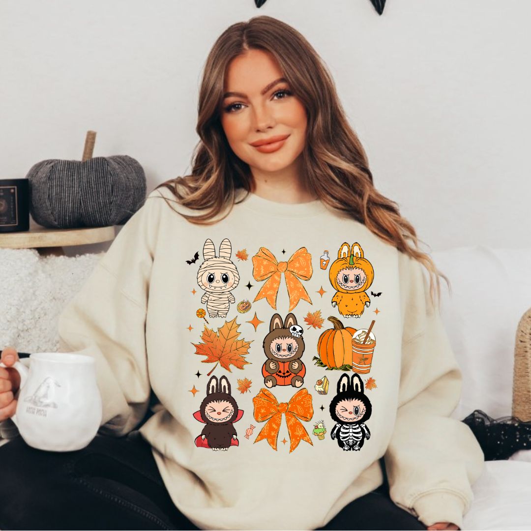 Monsters Halloween Crewneck {orange bows}