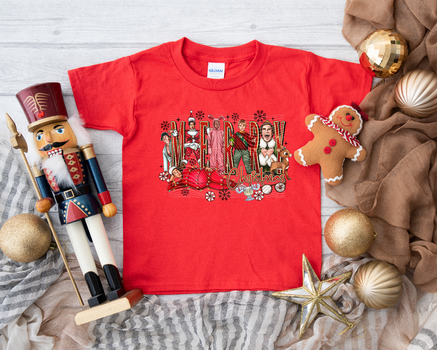 Merry Christmas (santa up front) Youth Tee