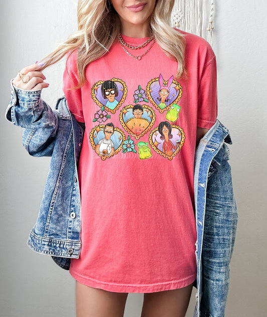 Bobs Burger Hearts Adult Tee