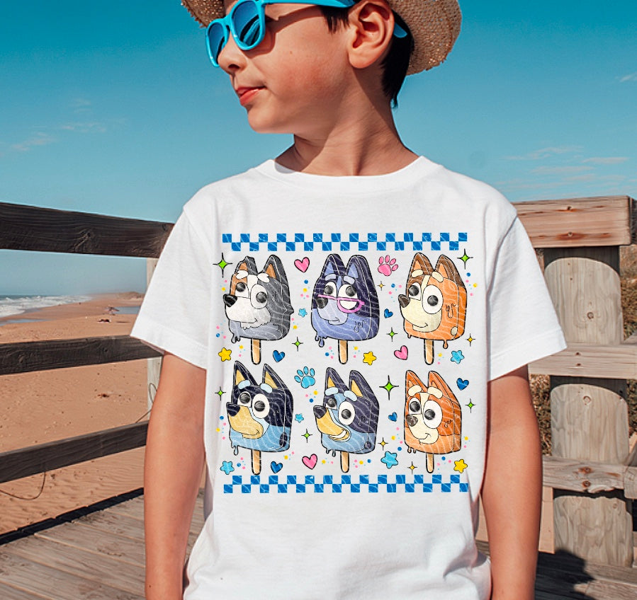 Blue Dog Family Youth Tee {Blue Checkered}