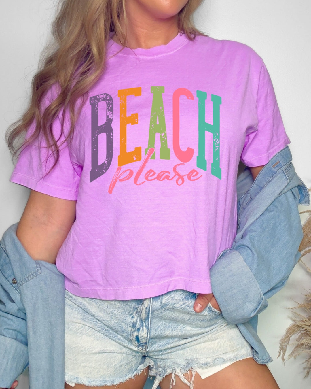 Beach Please - boxy crop tee