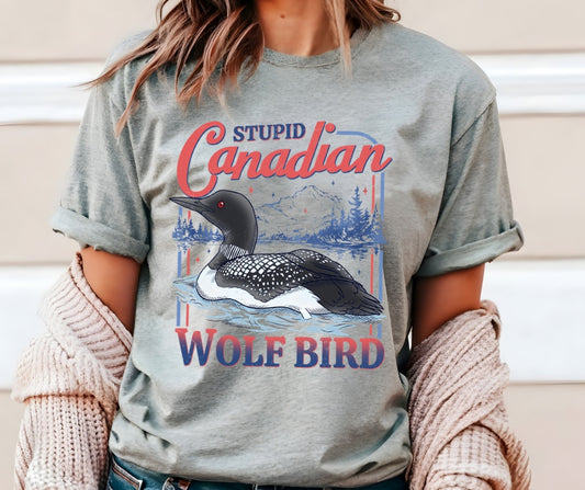 Stupid Canadian Wolf Bird Tee {Option 2}